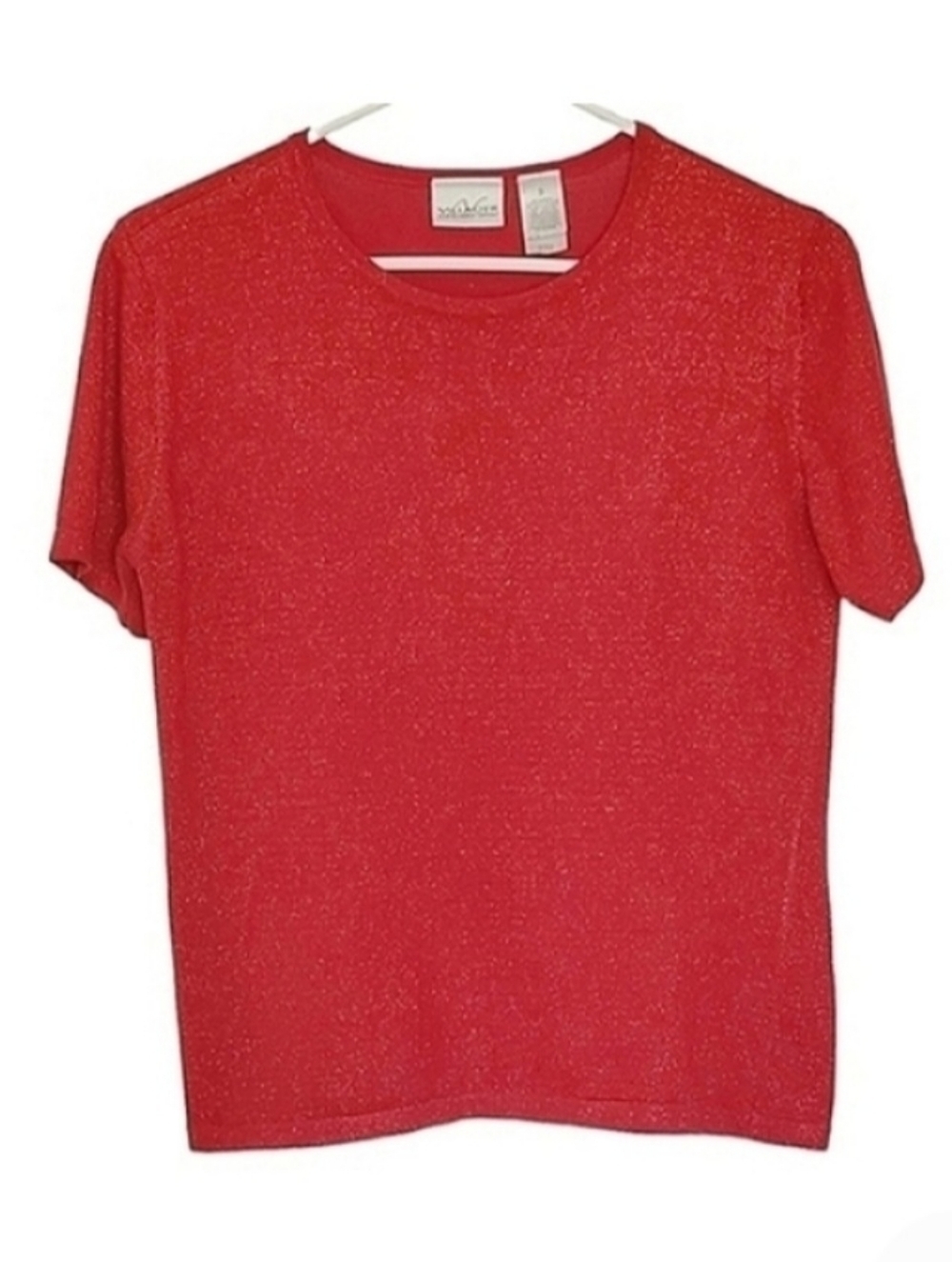 1237 * Villager Liz Claiborne Metallic Sparkle Sweater Red Size S